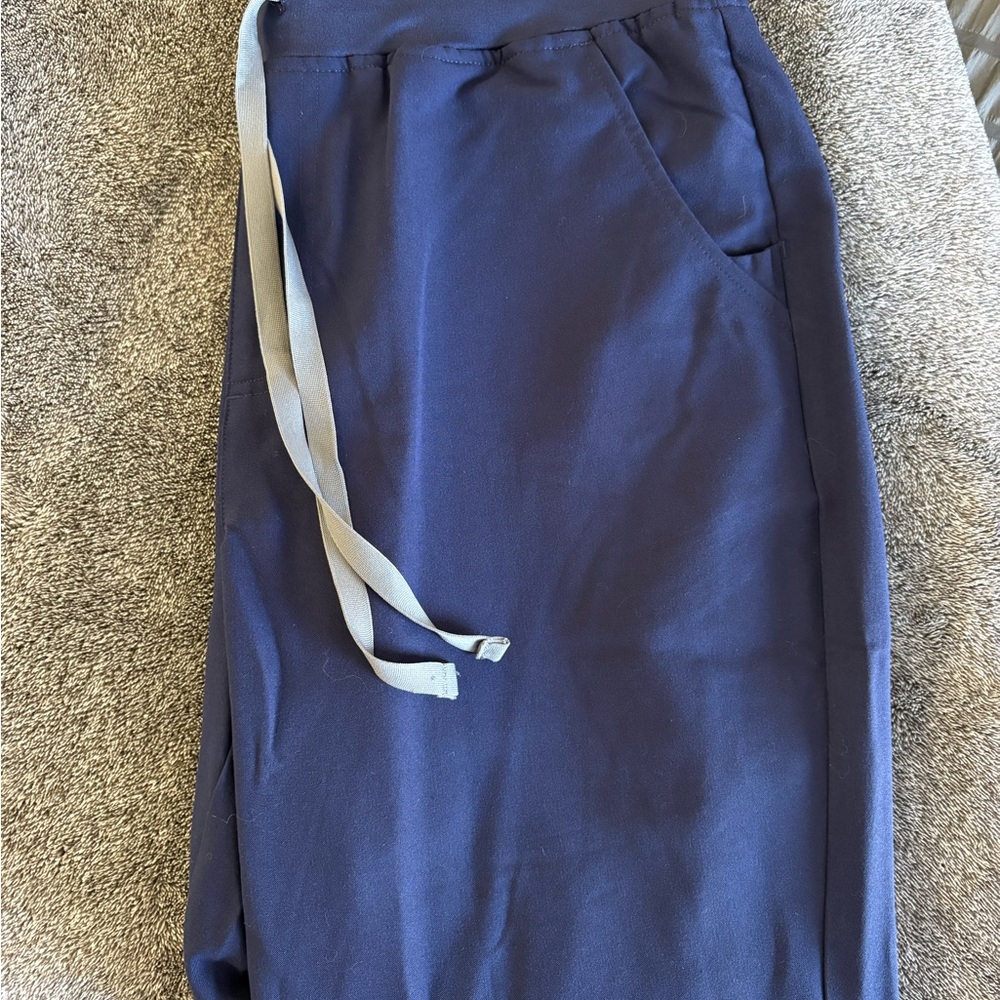 Navy Blue Jogger Pants with Gray Drawstring